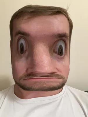 Stepan pulling a stretched face at the camera